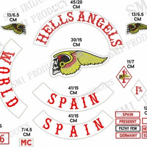 Spain MC Biker Patch Set | Outlaw Style Rocker Back Patches, Embroidered Vest Jacket