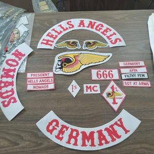 Germany MC Biker Patch Set | Outlaw Style Rocker Back Patches, Embroidered Vest Jacket