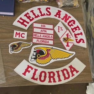 Conjunto de parches de motociclista Hells Angels Florida MC / Parches traseros Outlaw Rocker, chaleco bordado para chaqueta
