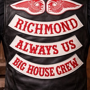 Richmond Biker Rocker Aufnäher Set | MC Style Gestickte Rückenaufnäher (Aufbügeln / Aufnähen)