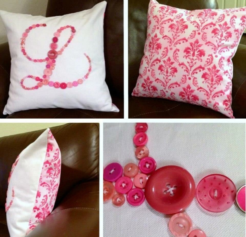 Custom Button Monogram Pillow White Canvas Front/colorful Etsy