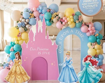 Disney Princess Birthday Cutouts, Disneyland Party, Backdrop, Props, Standee, Yard Sign, Large Castle, Centerpieces, Kids Party
