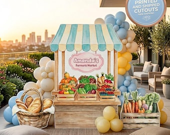 ファーマーズマーケットの誕生日用切り抜き、背景幕、市場直送、パーティー小道具、女の子の赤ちゃん、地元産、1歳の誕生日パーティー装飾、センターピース