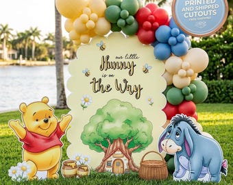 Winnie de Pooh Uitsparingen babyshower, achtergrond, feestrekwisieten, decor verjaardagsfeestje, tafeldecoraties, verhalenboek