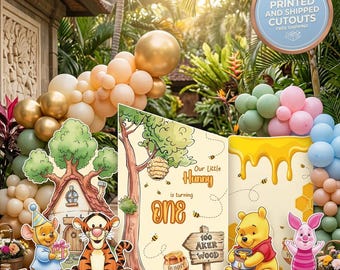 Winnie the Pooh First Birthday Cutouts, Hundred Acre Wood Party Props, Storybook Decor