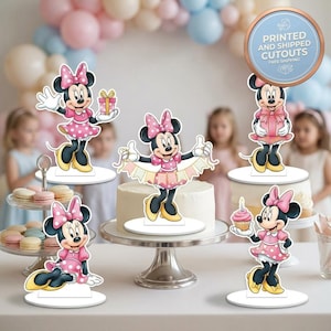 Minnie Mouse Set 5 Table Centerpieces, Baby Shower, Cutouts, Disney Party Props, Table Decor, Kids Birthday Party Decoration, Party Supplies image 3