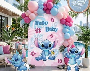 Gestikte babyshowers, feestrekwisieten, surfachtergrond, tuinbord, tafeldecoraties, tropisch kinderfeestje