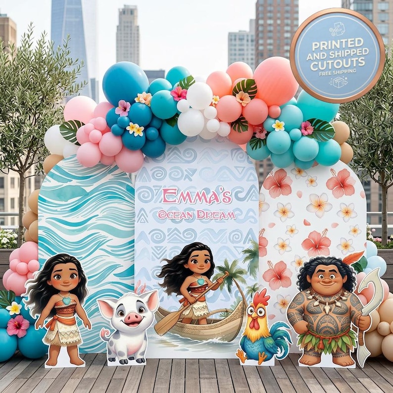 Moana Birthday Cutouts, Disney Princess Party, Backdrop, Props Standee, Yard Sign, Centerpieces, Disney Kids Party, Hawaiian Party image 1