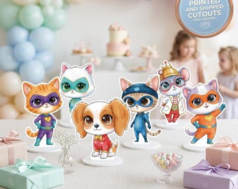 Super Kitties Set 6 Tafeldecor, Uitsparingen, Feestrekwisieten, Tafeldecoraties, Decoratie Kinderen Verjaardagsfeestje, Feestartikelen, Superheldenkatten