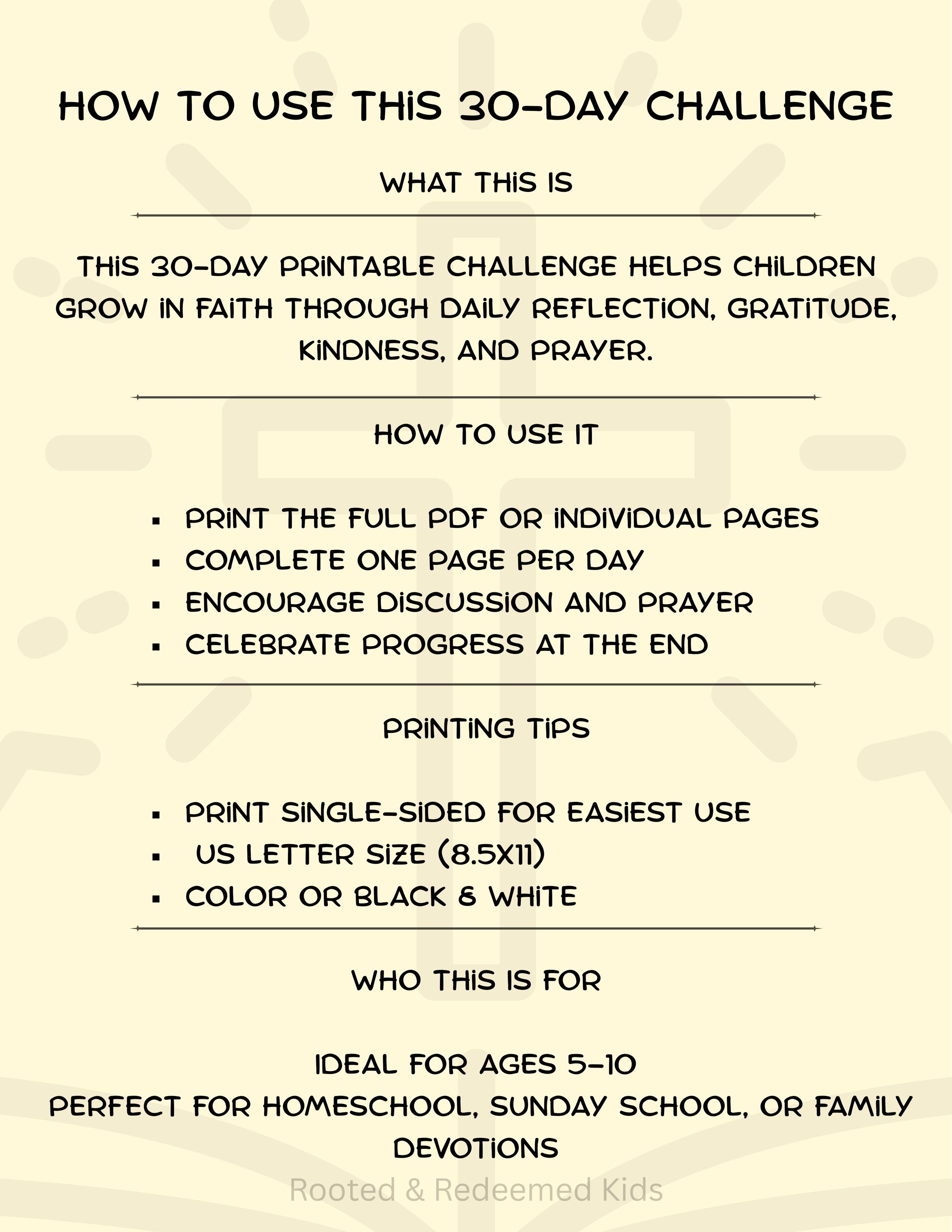 30-day Walk With Jesus Printable for Kids | Faith, Kindness Challenge ...