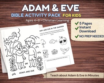 Adam & Eve Bible Activity Pack for Kids | Genesis Story Worksheets (Digital Download)
