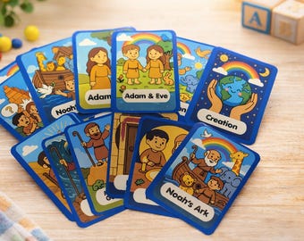 Bible Memory Matching Game for Kids | Sunday School, Bible Story Cards