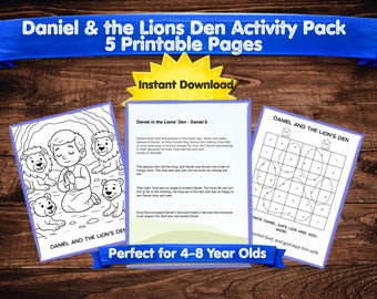 Daniel and Lions Den Bible Story Activity Pack (Ages 4-8) (Digital Download)