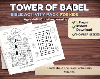 Tower of Babel Activities for Kids | Bible Printable Pack | Sunday School PDF | Ages 4–8