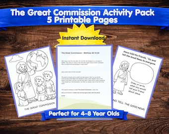 Commission Activity Pack for Kids | Bible Story Coloring Pages (Digital Download)