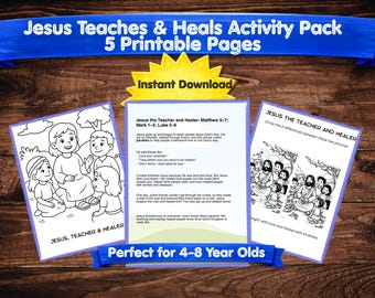 Jesus Teaches Heals Activity Pack | Christian Printable PDF Coloring Pages (Ages 4-8)
