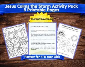 Jesus Calms Storm Bible Activity Pack | Christian Coloring Pages (PDF Download)