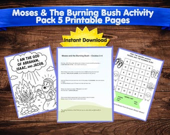 Moses Burning Bush Bible Story Activity Pack | Christian Sunday School PDF (Ages 4-8)