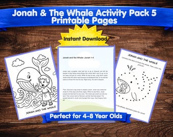Jonah and Whale Bible Story Activity Pack | Christian Coloring Pages (Ages 4-8)