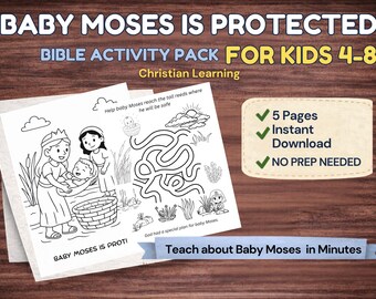 Baby Moses Bible Story Activity Pack | Christian Learning for Kids (Ages 4-8) (PDF Download)