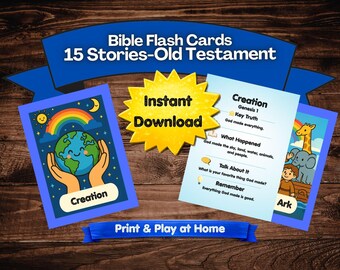 Old Testament Bible Flashcards, Christian Kids Learning, Homeschool Sunday School (PDF Download)