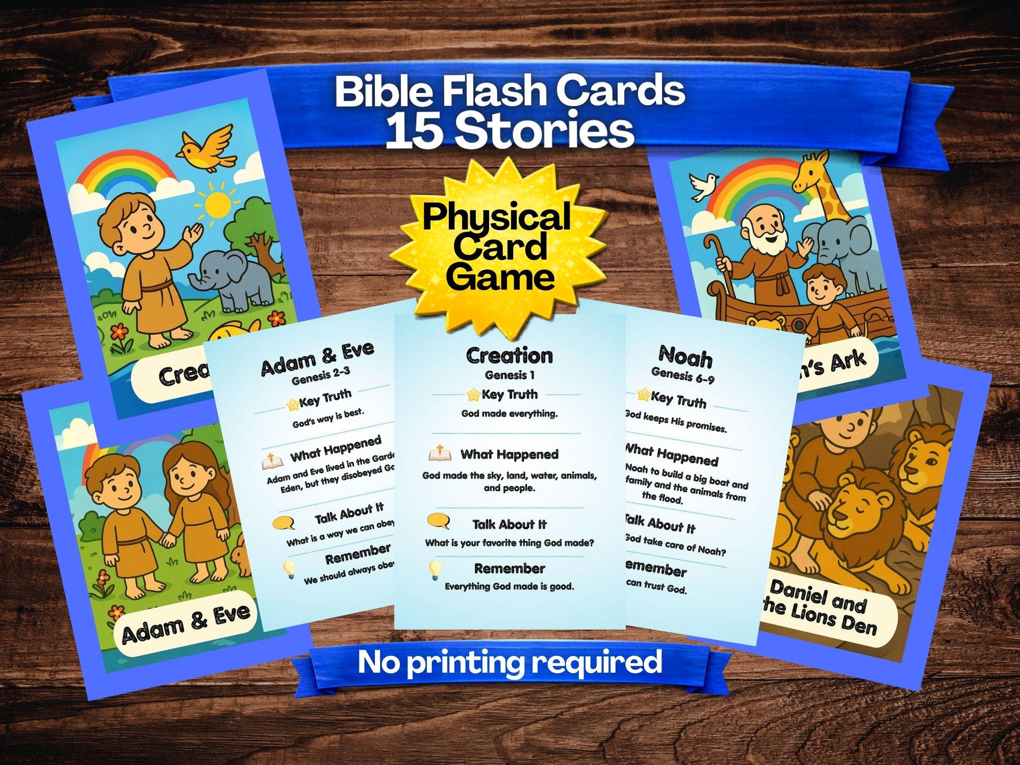 Old Testament Bible Flash Cards for Kids | 15 Stories, Homeschool