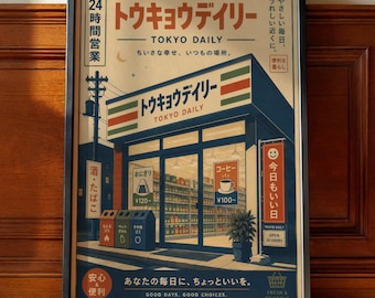 Tokyo Daily Store Poster, Japanese Convenience Store Wall Art, Vintage Japan Print, Retro Tokyo Street Decor, Asian City Artwork