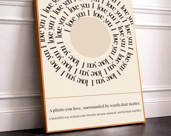 Custom Spiral Love Poster – Personalized Photo & Text Wall Art, Luxury Romantic Design, Editable Colors and Fonts Gift
