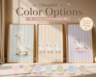 Duck Bathroom Wall Art Set of 3, Watercolor Spa Duck Prints, Neutral Nursery Decor, Whimsical Kids Bath Decor, Baby Shower Gift