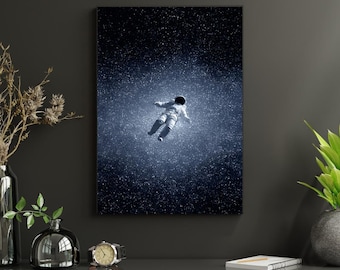 Astronaut Space Poster – Floating in Galaxy Wall Art, Cosmic Aesthetic Print, Universe Dreamy Decor