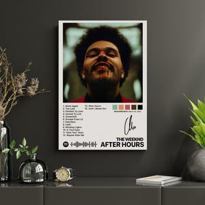 After Hours Album Poster – The Weeknd Tracklist Wall Art, Modern Music Poster with Spotify Code, Pop Album Decor