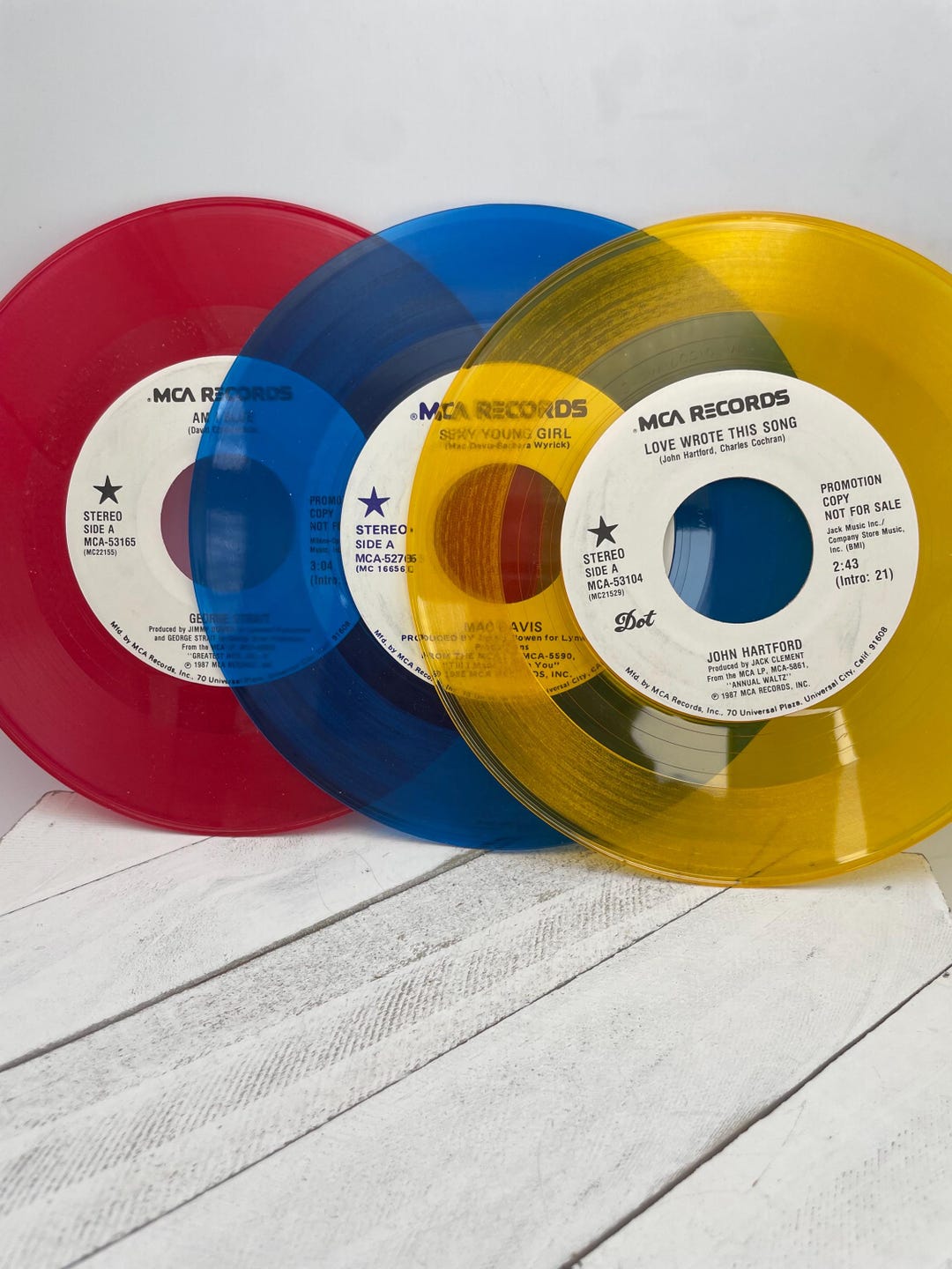 Vintage Colored 45 RPM Records, Set of 3, Red Yellow Blue, Craft Use - Etsy