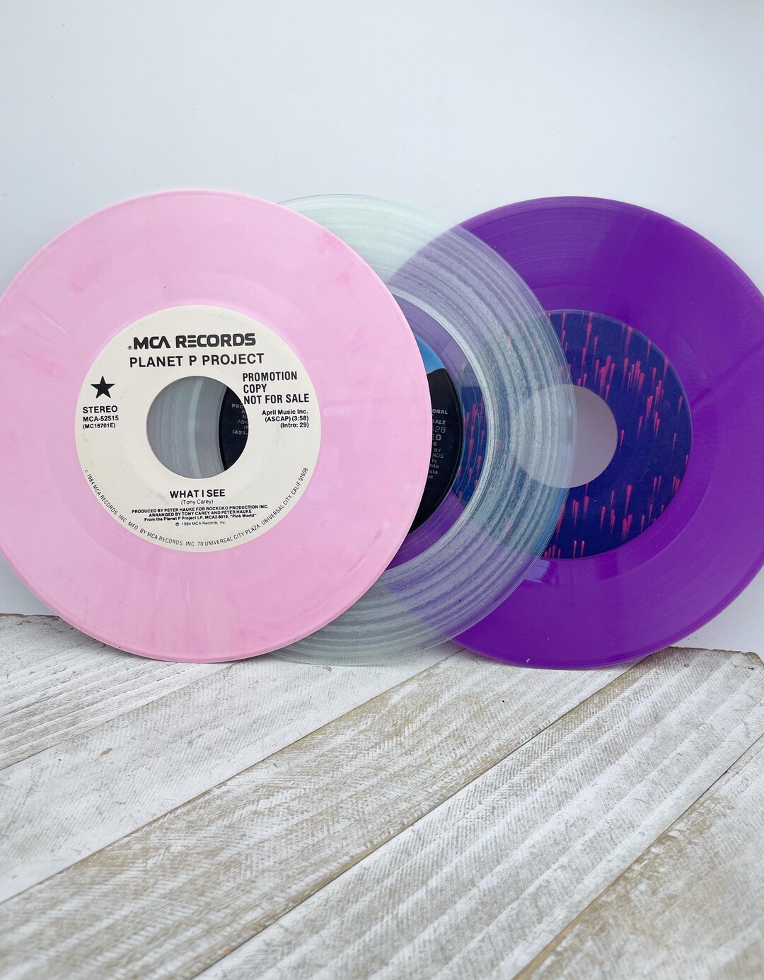 Vintage Colored 45 RPM Records, Colored Vinyl Pink, Purple, Clear ...