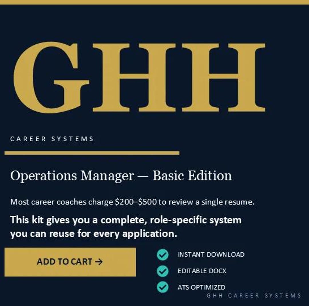 Operations Manager Resume Template: ATS Friendly, Word & Google Docs - Etsy