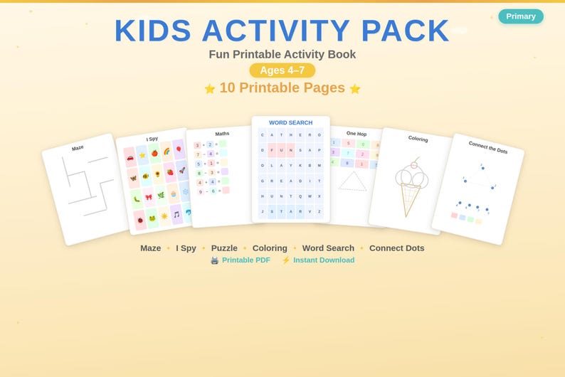 Activity Pack Pages Printable Activity Pack for Kids, Fun Worksheets, Boredom Buster Games ...