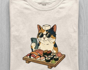 Cat Ramen Unisex T-shirt, Cat Eating Ramen Funny Shirt, Graphic Tee for Cat Lovers, Vintage Kitty Top, Cool Casual Cat Print Shirt