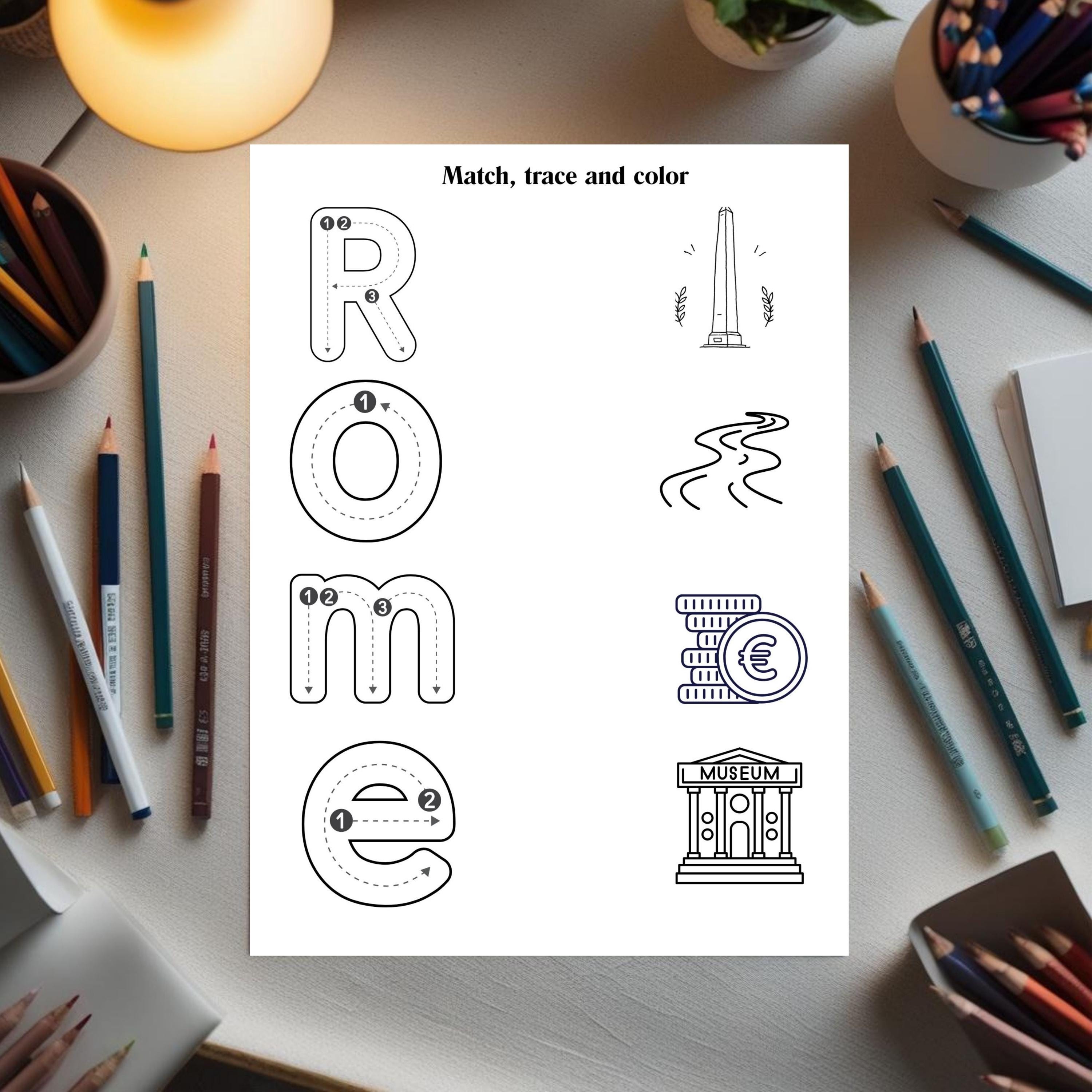 Rome Activity Pack: Kids Travel Scavenger Hunt, Journal, Coloring Pages ...
