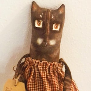 Made To Order, Primitive Doll, Art Doll, Cat Doll,  Cloth Doll, Folk Art Doll, Country Decor, Farmhouse, Custom Made, Artful Zeal