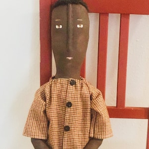 CUSTOM, Made To Order, Large 33&quot;, Primitive Doll, Folk Art Doll, Black Cloth Doll, Boy Doll, Farmhouse, Handmade, Artful Zeal
