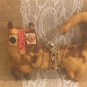 SALE, Cat Doll, Primitive Doll, Ornie, Tuck, Bowl Filler, Folk Art Doll, Cloth Doll, Country Decor, Farmhouse Decor, Artful Zeal