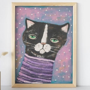 Buy 2 Get the 3rd FREE, 8.5 x 11,Art PRINTS, Wall Art, Folk Art Print, Naive Art Prints, Cat Art Print, Outsider, Artful Zeal
