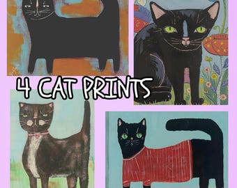 Art Print, Wall Decor Accent, Digital Download, Cat Art