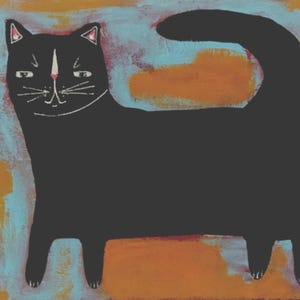 Buy 2 Get the 3rd FREE, 11 x 14, Art PRINTS, Cat Art Print, Wall Art, Folk Art Print, Black Cat Art, Naive Art, Outsider, Artful Zeal