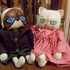 Doek poppatroon, primitief poppenpatroon, kattenpoppatroon, Perzische kat, knutselpatroon, kattenkunst, naaipatroon, kunstzinnige ijver