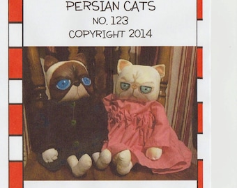 Cat Doll Pattern, Folk Art Pattern, Primitive Doll Pattern, Persian Cat, Cloth Doll Pattern, Craft Pattern, Cat Art, Artful Zeal