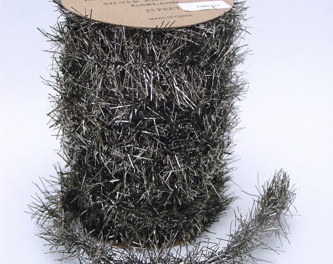 Antique Style Silver Tinsel Garland Spool 25 FEET Etsy