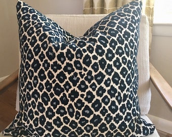 Blue Leopard Pillow Etsy
