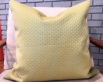 Green and Aqua Geometric Pillow Cover / Textured Upholstery Fabric / Handmade Home Decor Accent Pillow / In Stock