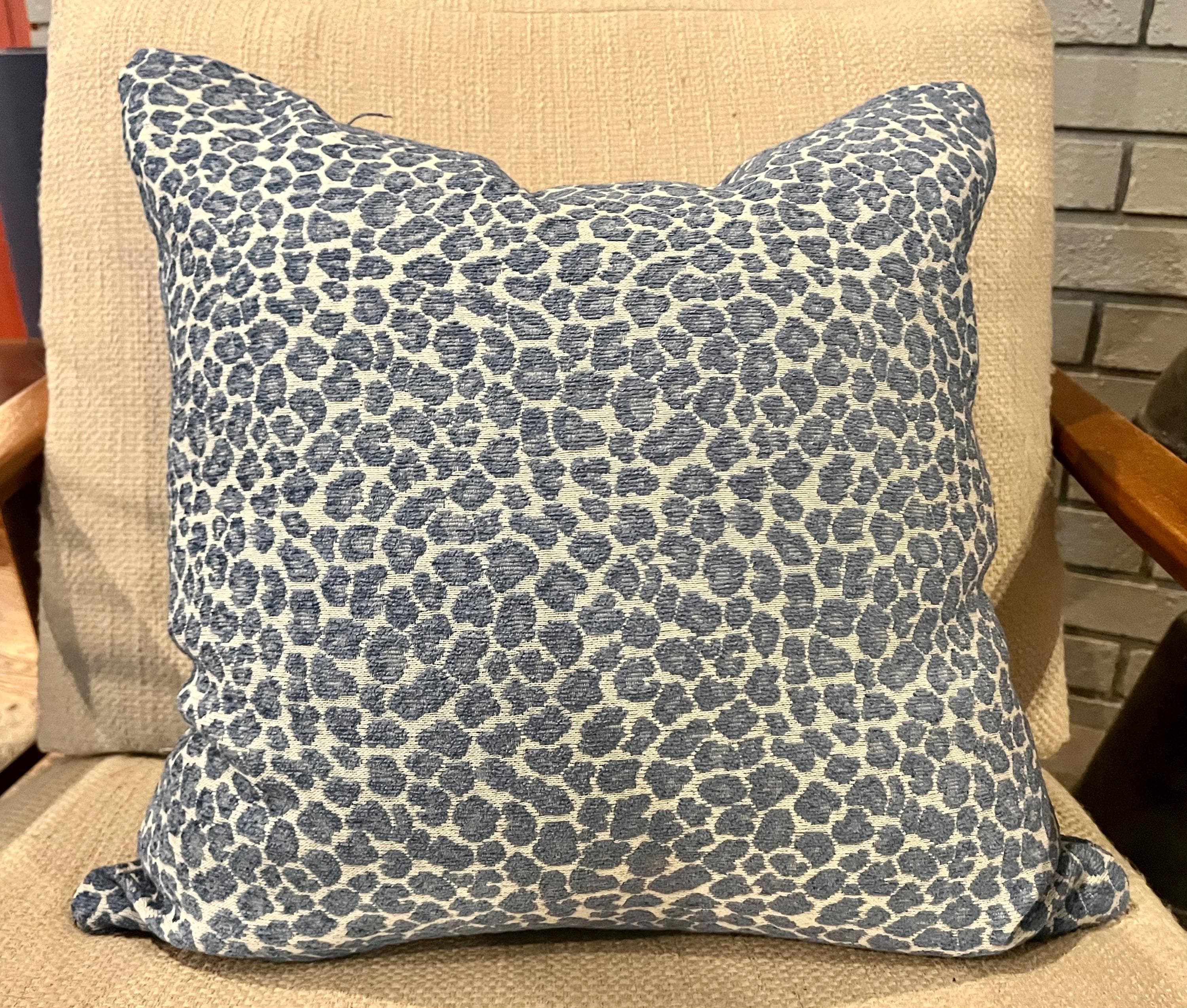 Modern Blue & Ivory Leopard Pillow Covers/Designer Spots Azure Fabric Custom Handmade Home Decor Accent Pillows