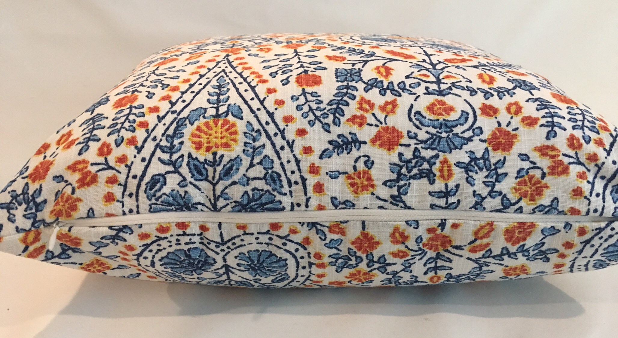 Pomegranate Print Pillow Cover | Indigo Blue/Ecru
